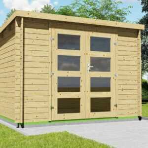 Flachdach Gartenhaus Gerätehaus 3x2.4M 28mm Holz Harz mit 18mm Boden EB28234F18L
