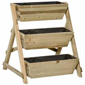 Blumentreppe Holz Blumenleiter mit 3 Ablagen Pflanzentreppe Pflanzregal Natur