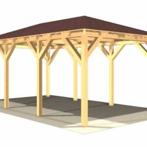 Carport verzapft Holzcarport Walmdach Auto Überdachung Haus Garten Heimwerken