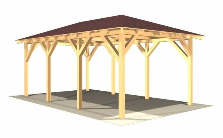 Carport verzapft Holzcarport Walmdach Auto Überdachung Haus Garten Heimwerken