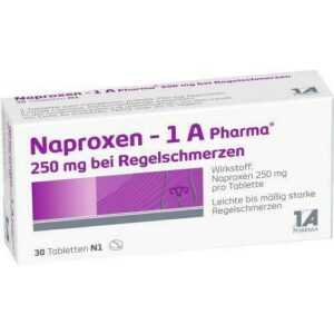 NAPROXEN-1A Pharma 250 mg b.Regelschmerzen Tabl. 30 St PZN 9245022