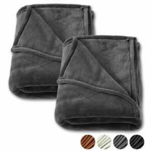 2x Kuscheldecke Wohndecke Fleecedecke Tagesdecke 220x240cm Grau