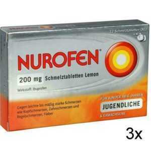3x NUROFEN 200 mg Schmelztabletten Lemon 12 St PZN: 2547582