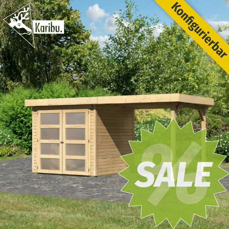 Karibu Gartenhaus Gerätehaus Holz Garten Schuppen Naturbelassen Anbau Mühlendorf