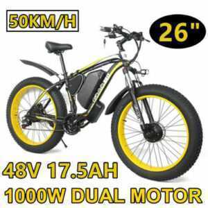 E Mountainbike 1000W Elektrofahrrad 26 Zoll Ebike 48V Fat Bike 17.5AH 50km/h MTB