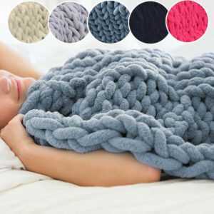 DE Grob Gestrickte Kuscheldecke Grobstrick Wolldecke Strickdecke