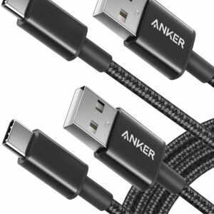 Anker 2 Stück 1,8 m Nylon Type C Ladekabel Schwarz für Samsung Galaxy Huawei LG