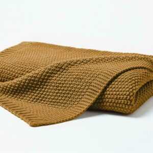 Hahn Primera Strickdecke Kuscheldecke Perlmuster 130x170 cm senf