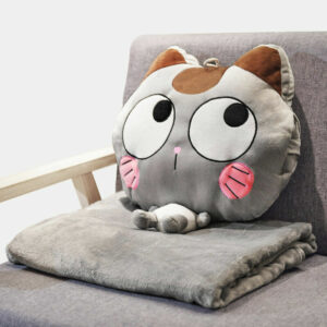 3 In 1 Niedlichen Cartoon Cat Plüsch Throw Reisekissen Mit