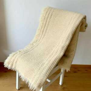 Extra große Schurwolle Decke warm und gemütlich beige naturfarben