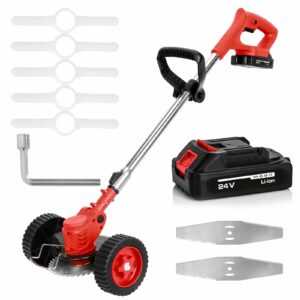 24V 850W Akku-Rasentrimmer mit 2 Akkus Motorsense Freischneider Kantenschneider
