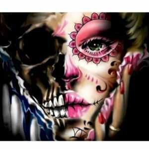 Malen nach Zahlen - Pink Lady -  " La Catrina “ Skull - Tattoo Frauen