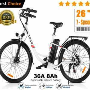 36V 8Ah Elektrofahrrad,E-Bike Fahrrad City Mountainbike 7 Speed Gänge AKKU Safe,