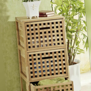 Rollcontainer, Regal Wäschebox Schrank aus Walnuss Holz