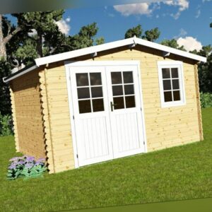 Gartenhaus 28mm Modern, 3.9x3.9M Blockhaus aus Holz Gerätehaus Leo EB28017L