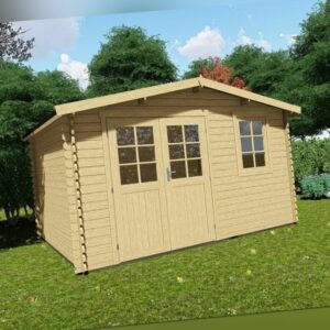 Gartenhaus 28mm Modern, 3.9x3M Blockhaus aus Holz Gerätehaus Leo EB28016L