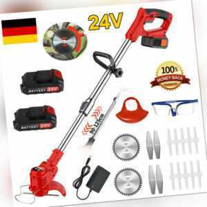 Akku-Rasentrimmer Motorsense Freischneider Kantenschneider +2Akkus 2Satz Klingen