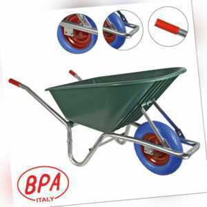 BPA Schubkarre pannensicher Vollgummirad Bauschubkarre Gartenkarre 100l PP Mulde