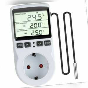 Temperaturregler Steckdose 230V mit Fühler Digital Thermostat Steckdose Timer DE