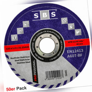 SBS® Trennscheiben Ø125mm x 1mm 50 Stk. INOX Edelstahl Metall Flexscheiben Stahl