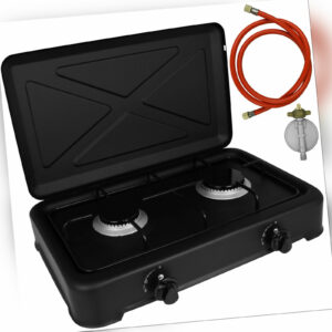 2 Flammig Campingkocher Gaskocher Gasherd Camping Kocher Kochfeld Gasschlauch