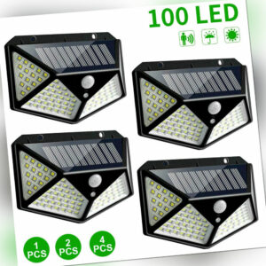 100 LED Solarleuchte Solarlampe Bewegungsmelder Außen Fluter Sensor Strahler