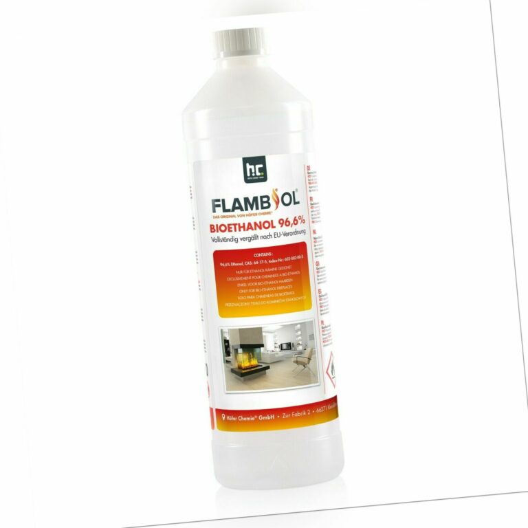 15 x 1 L FLAMBIOL® Bioethanol Premium 96,6% Bio Alkohol Kamin