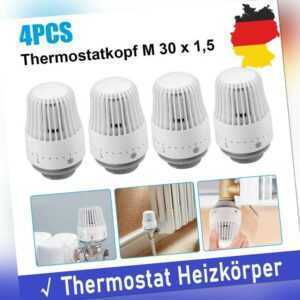4x Thermostat Heizkörper Regler Thermostat mit Nullstellung Ventil M30 x 1,5 DE