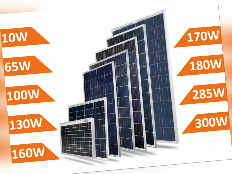 Solarmodul Solarpanel 12V 24V 10 65 100 130 160 170 180 285 300 W Polykristallin