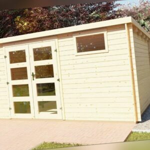 Gartenhaus 28mm Modern, 3.9x2.4M Blockhaus aus Holz Gerätehaus Henry EB28243L