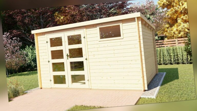 Gartenhaus 28mm Modern, 3.9x2.4M Blockhaus aus Holz Gerätehaus Henry EB28243L