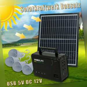 Solar Power Station Tragbare Generator Notstromver Solarpanel-Kit mit Glühbirnen