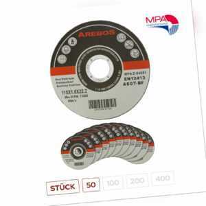 AREBOS Trennscheiben 115mm x 1mm 50 Stück INOX Edelstahl Metall Flexscheiben