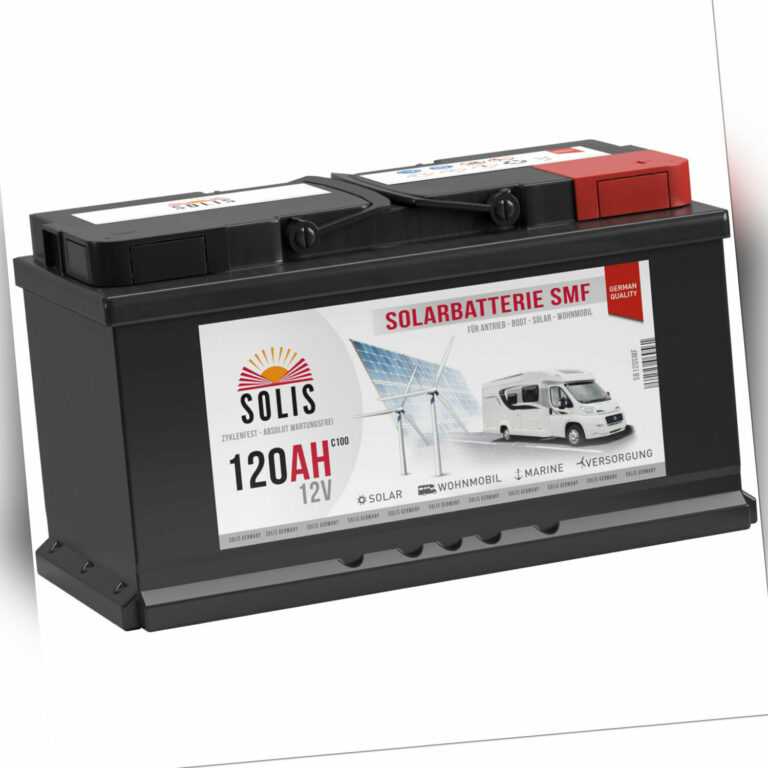 Solarbatterie 120Ah 12V SOLIS SMF Wohnmobil Versorgung Boot Solar Batterie 100Ah