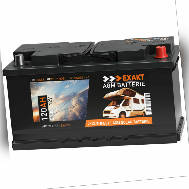 AGM Solarbatterie 120Ah 12V Wohnmobil Versorgung Boot Solar Batterie Gel 100Ah
