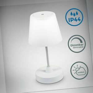 Außen-Tischleuchte LED Tischlampe IP44 Akku Garten-Lampe Dimmbar Weiß Balkon