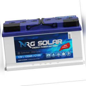 NRG SOLAR 120Ah 12V USV Wohnmobil Antrieb Versorgung Boot Schiff Solar Batterie