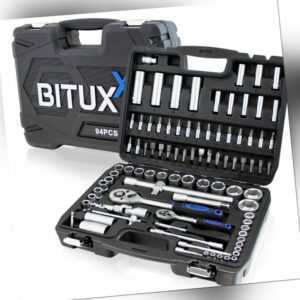 BITUXX Werkzeugkoffer 94tlg. Knarrenkasten Ratschenkasten Nusskasten Bitsatz