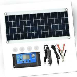 30W 12V Solarpanel Kit Solarmodul USB-Ladegerät Solarzelle Solar+ 100A Regler