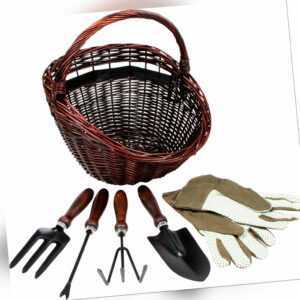 Garten-Körbchen Gabel Schaufel Hacke Handschuhe Gartengeräteset
