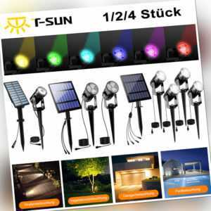 2er 4er LED Solarstrahler Solarleuchte Solarlampe Gartenstrahler Spot Light