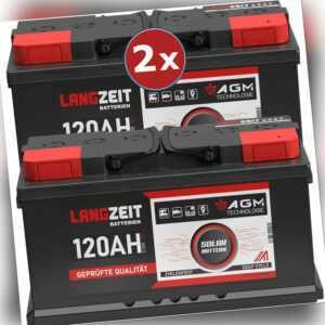 2x Solarbatterie 120AH 12V 24V AGM GEL Batterie Wohnmobil Boot Schiff Akku 240Ah