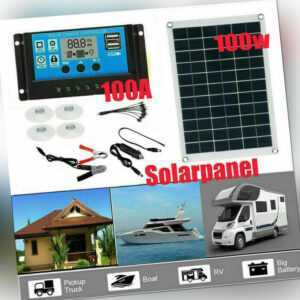 100W 12V Solarpanel Solarmodul Ladegerät USB Kit Für Wohnwagen / Camping
