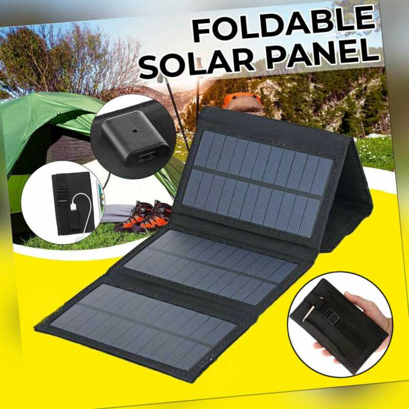 20W Faltbar Solar Ladegerät USB Solar Panel Solarmodul Powerbank für Handy