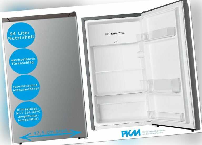 PKM Kühlschrank silber freistehend 94 L;  85 x 48 cm Fresh Zone Vollraum