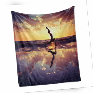 Yoga Weich Flanell Fleece Decke Frau auf Strand Dramatischen