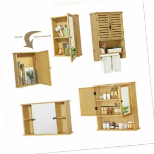 EUGAD Hängeschrank Badezimmerschrank Wandschrank mit Ablage Badschrank Bambus