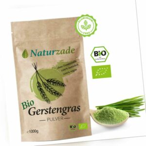 Gerstengras Pulver Bio 1kg Naturzade Hochwertiges Rohkostqualität 100% rein