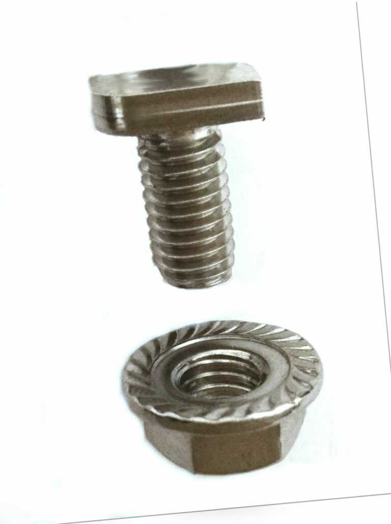 20 Edelstahl  Hammerkopfschrauben mit Flanschmutter M6 x12 mm Gewächshaus