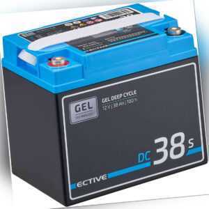 ECTIVE Deep Cycle Blei Gel Batterie 12V 38Ah mit Display Wohnmobil Solar Camper